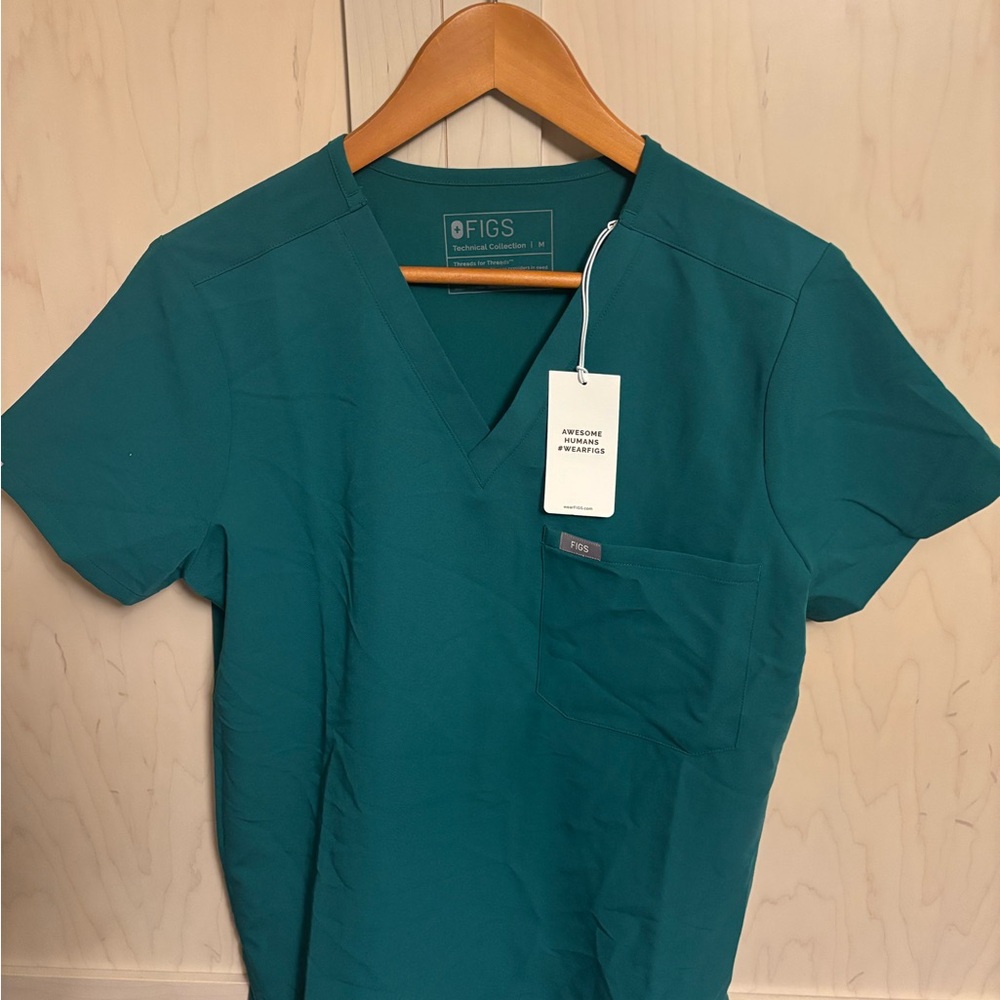 Figs Women's Short Sleeve Teal Tee